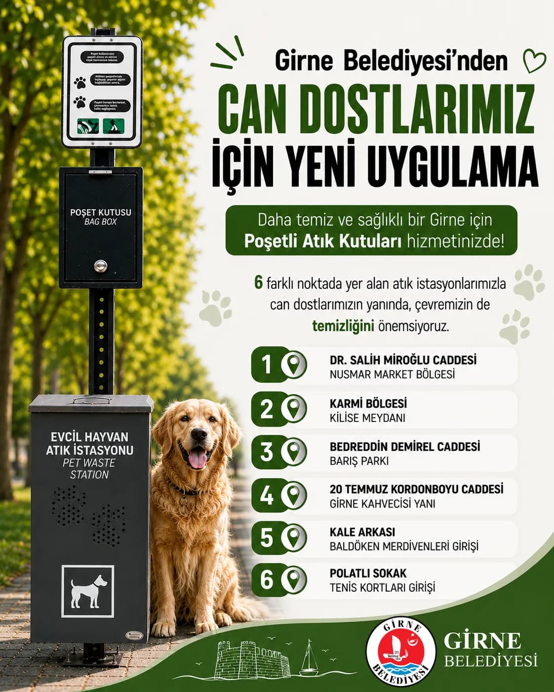 Girne’de ‘Evcil Hayvan Atık İstasyonları’ uygulaması hayata geçirildi