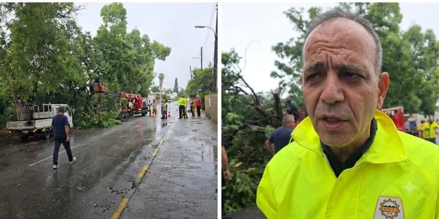 Harmancı, Lefkoşa’daki son durumu aktardı: 17 ağaç devrildi, kapanan yol yok, 185 hattı devrede