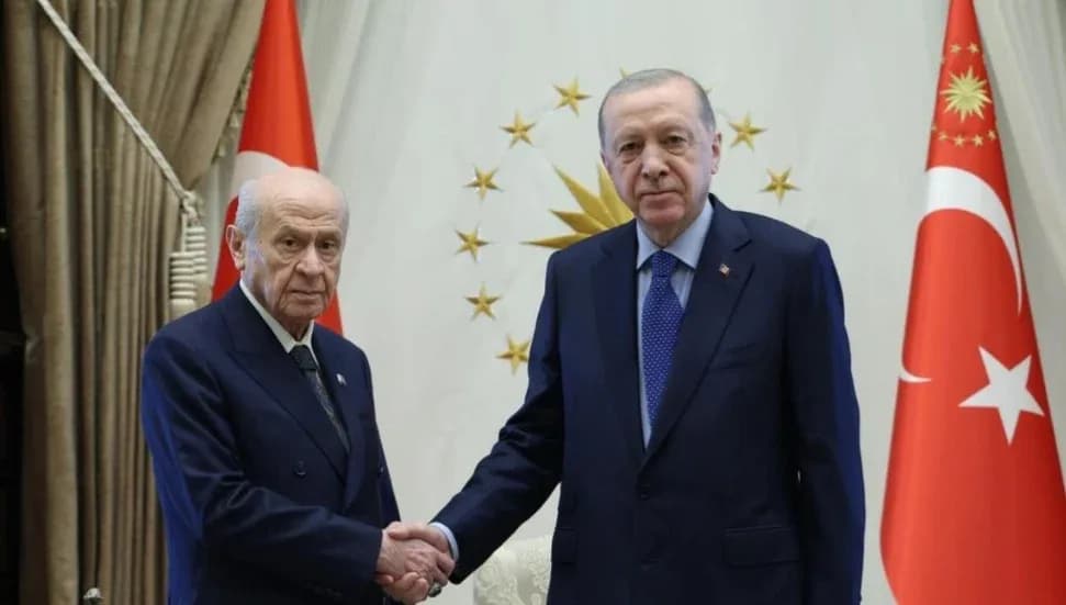 Recep Tayyip Erdoğan, Devlet Bahçeli'yi Cumhurbaşkanlığı Külliyesi'nde kabul etti