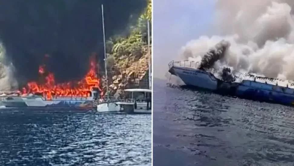 Fethiye'de can pazarı: Denizin ortasında gezi teknesinde yangın çıktı, 115 kişi denize atladı