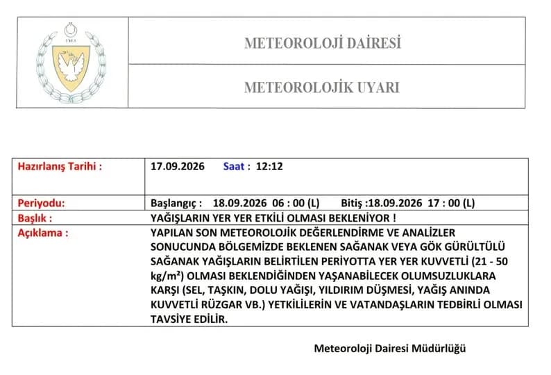 Meteoroloji Dairesinden kuvvetli yağış uyarısı: Sel, taşkın ve doluya karşı tedbir çağrısı
