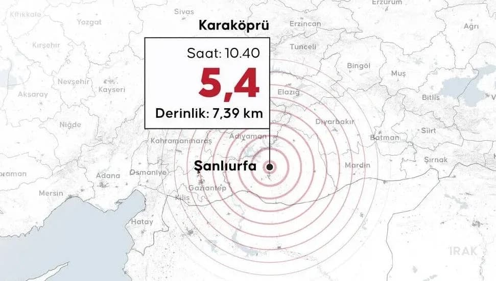 Şanlıurfa'da 5,4 büyüklüğünde deprem