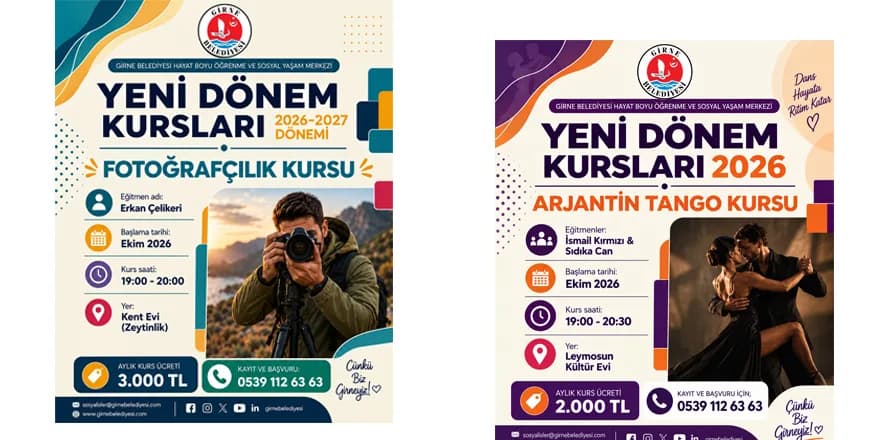 Girne Belediyesi’nin Fotoğrafçılık, Koza, Pilates ve Arjantin Tango kursları başlıyor