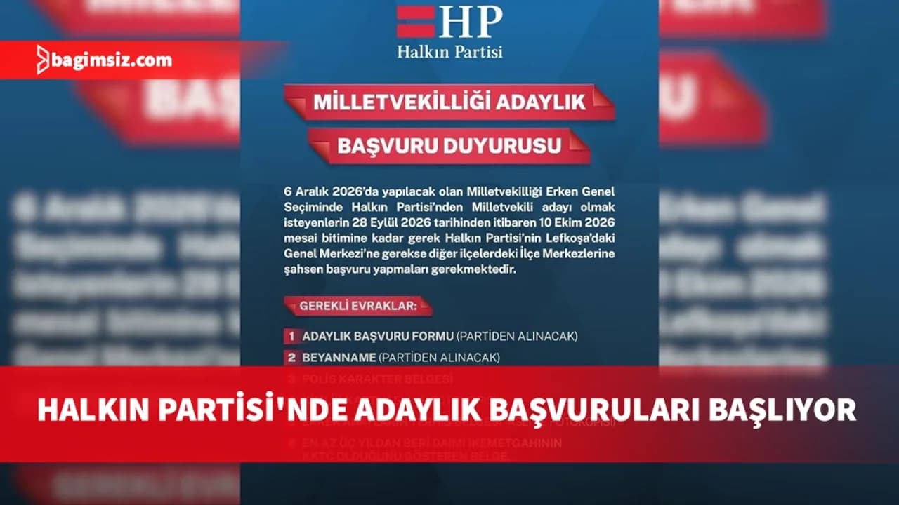 Halkın Partisi’nde milletvekili adaylığı başvuruları 28 Eylül’de başlıyor