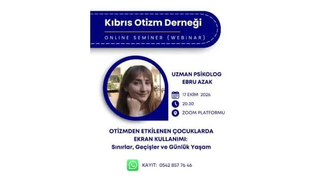 “Otizmden Etkilenen Çocuklarda Ekran Kullanımı: Sınırlar, Geçişler ve Günlük Yaşam”, webinarı düzenliyor