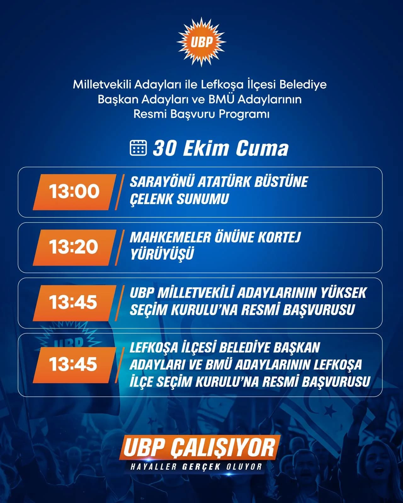 Ulusal Birlik Partisi adayları yarın resmi başvurularını yapacak