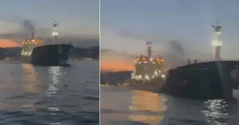 Kimyasal madde taşıyan gemi kıyıya metreler kala durabildi!
