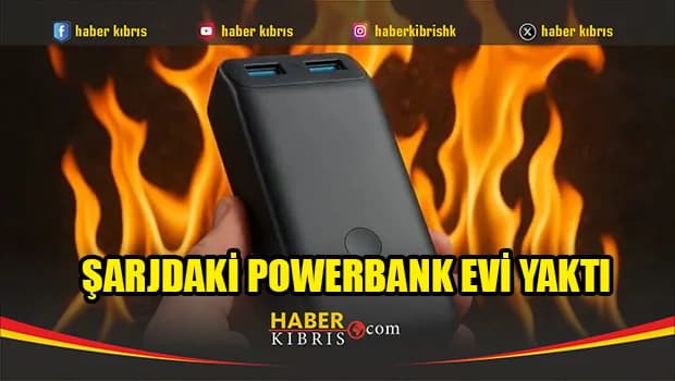 Yatak odasında şarj edilen powerbank alev aldı