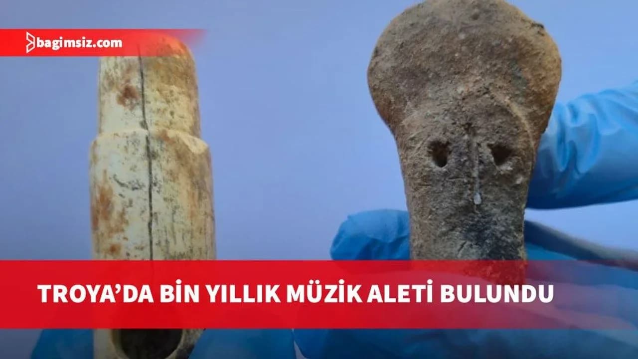 Troya'da 2 bin 800 yıllık kemik flüt ve 4 bin 500 yıllık idol başı bulundu