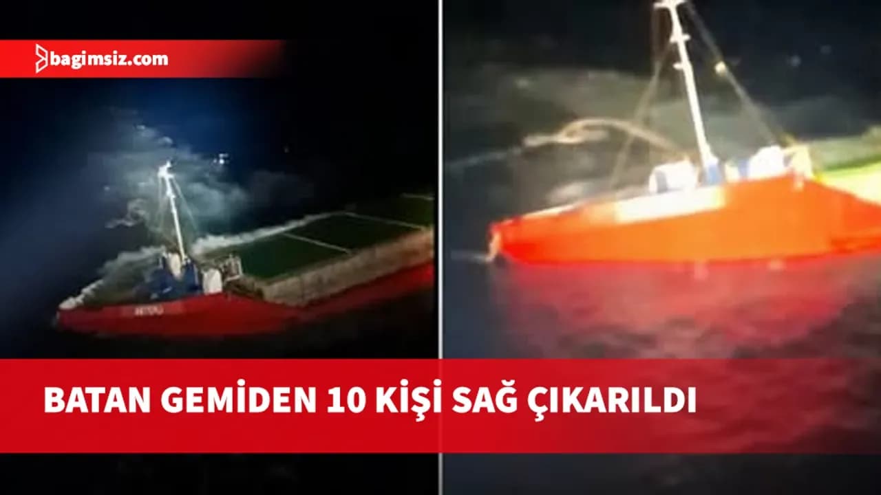 Baf açıklarında ticari gemi battı: 10 mürettebat sağ kurtarıldı