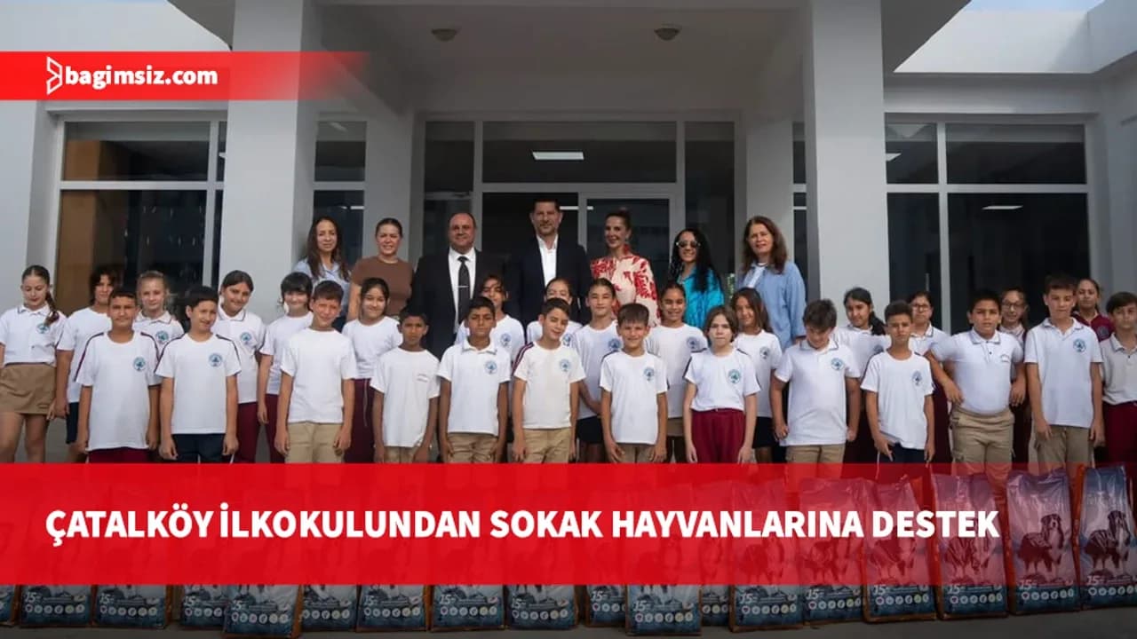 Çatalköy İlkokulu öğrencilerinden sokak hayvanlarına mama desteği