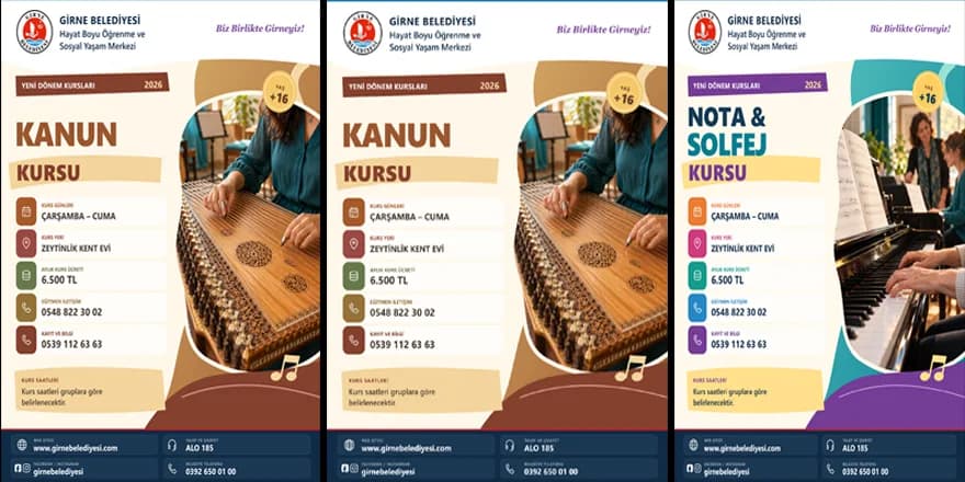 Girne Belediyesi yeni dönem müzik kurs kayıtları başladı