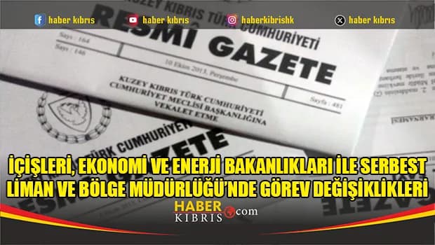 İçişleri, Ekonomi ve Enerji Bakanlıkları ile Serbest Liman ve Bölge Müdürlüğü’nde görev değişiklikleri
