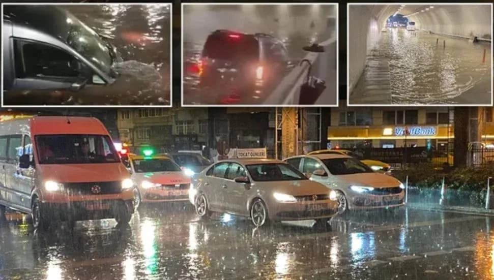 Kuvvetli sağanak yine İstanbul'u vurdu: Yollar göle döndü, baba ile kız son anda kurtarıldı