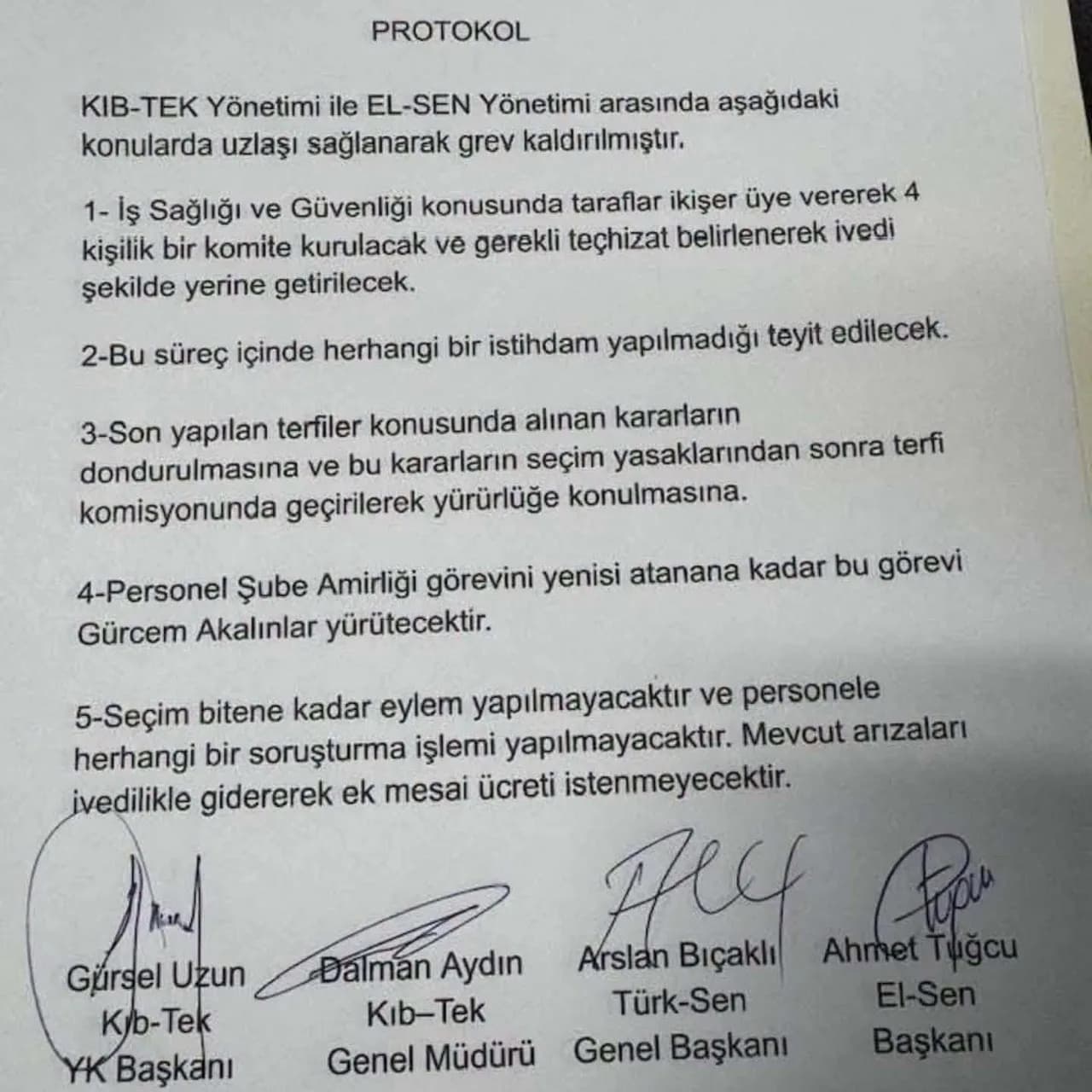 KIB-TEK yönetimi ile EL-SEN uzlaştı, grev sona erdi