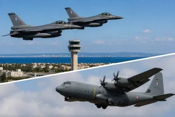 Larnaka semalarında askeri hareketlilik: Yunan F-16’ları ve Fransız C-130’u görüldü