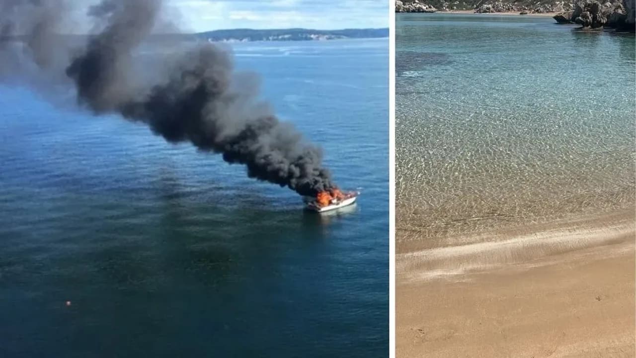 Yangında tamamen yanan yatın enkazı kaldırıldı