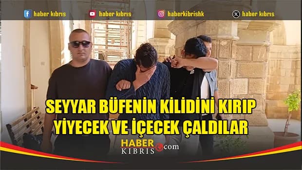 Seyyar büfenin kilidini kırıp yiyecek ve içecek çaldılar