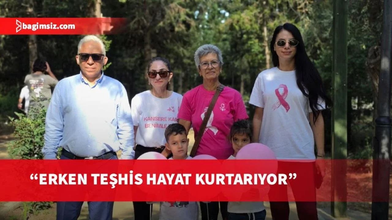 Alsancak’ta meme kanserine karşı farkındalık yürüyüşü düzenlendi; erken teşhisin önemine dikkat çekildi